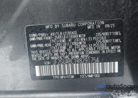 2024 Subaru Crosstrek from USA, damaged, VIN JF2GUABC1R8291754